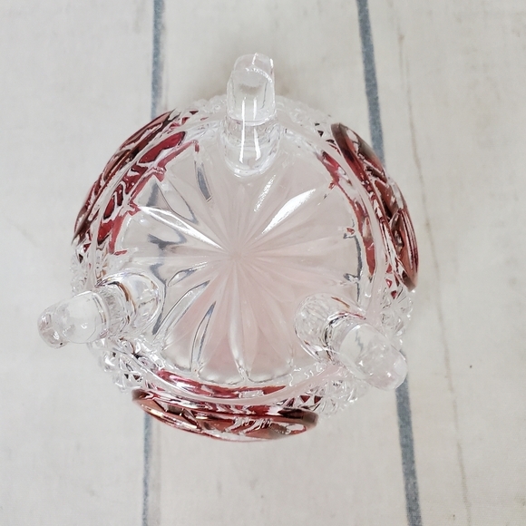 Vintage German Hofbauer Byrdes Bird Ruby Flashed Crystal Footed Candy Dish - Picture 9 of 10